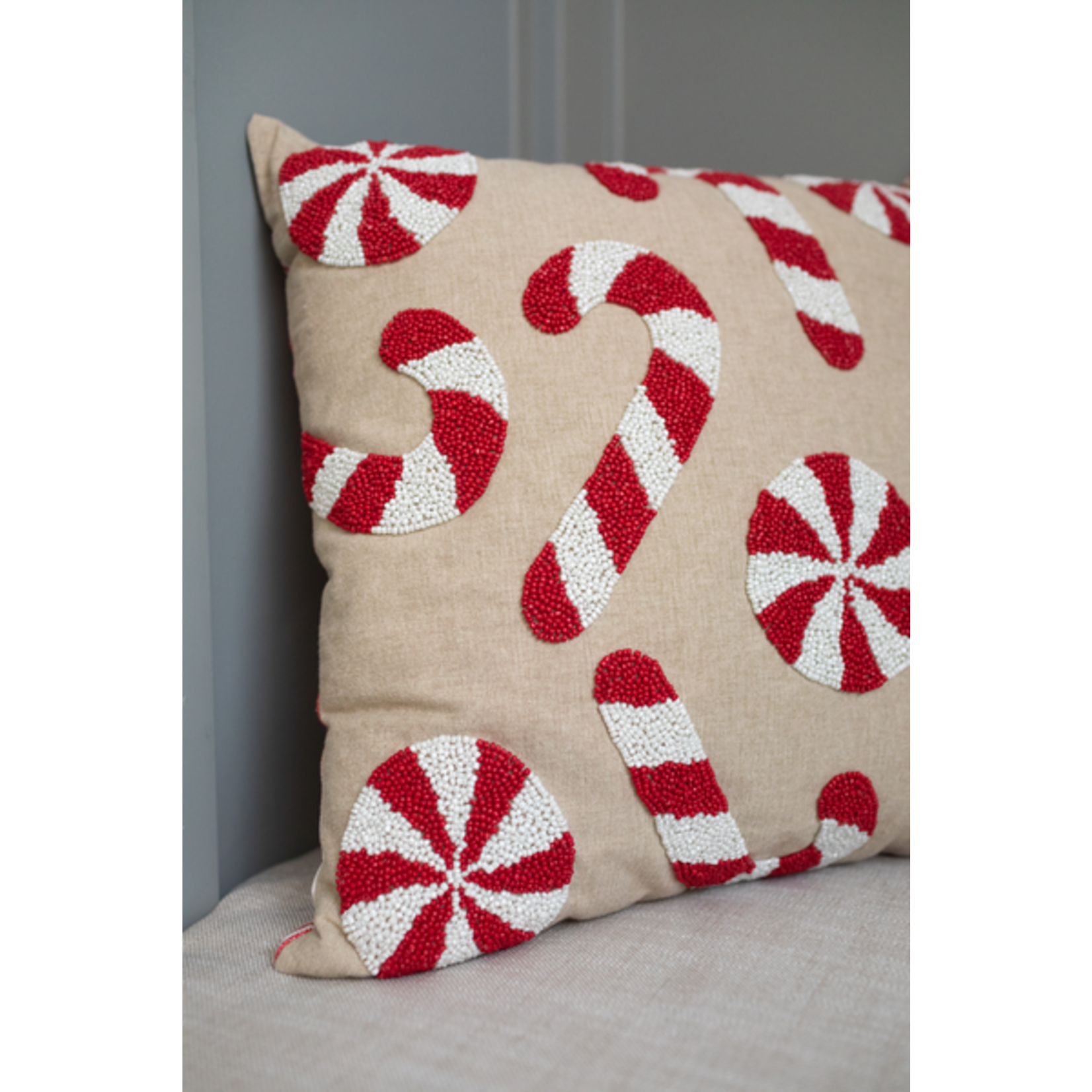 Candy Cane Beaded Pillow