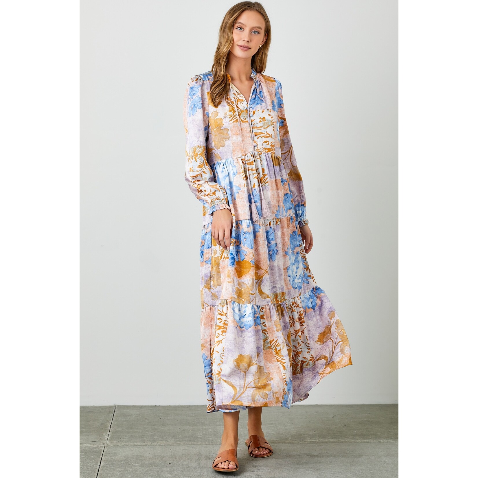 Polagram/Bae Vely Virginia Blue Patchwork Maxi Dress