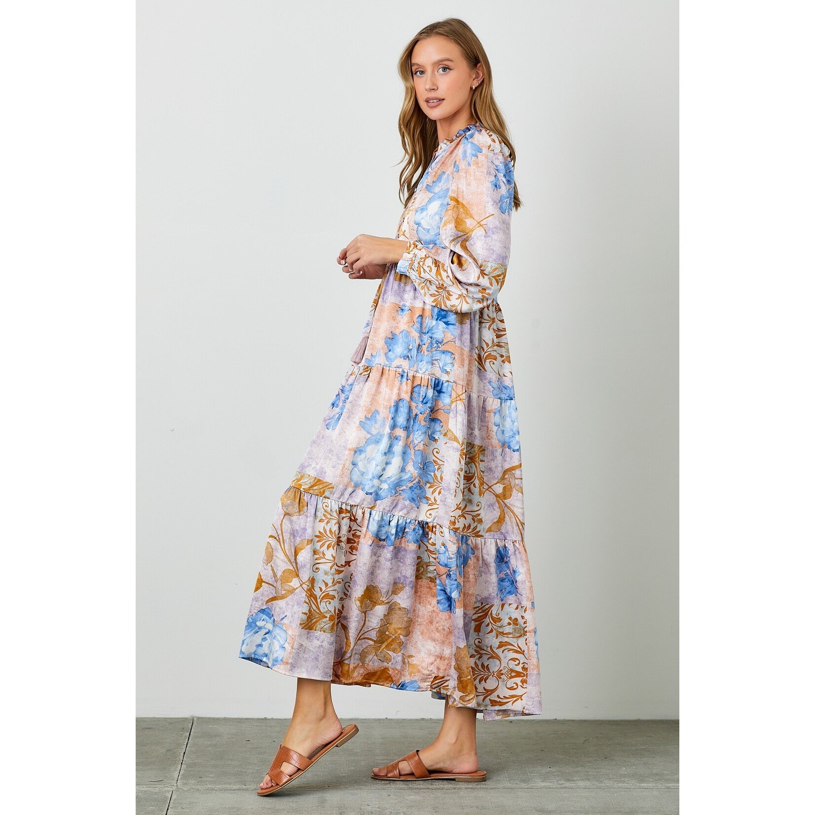 Polagram/Bae Vely Virginia Blue Patchwork Maxi Dress