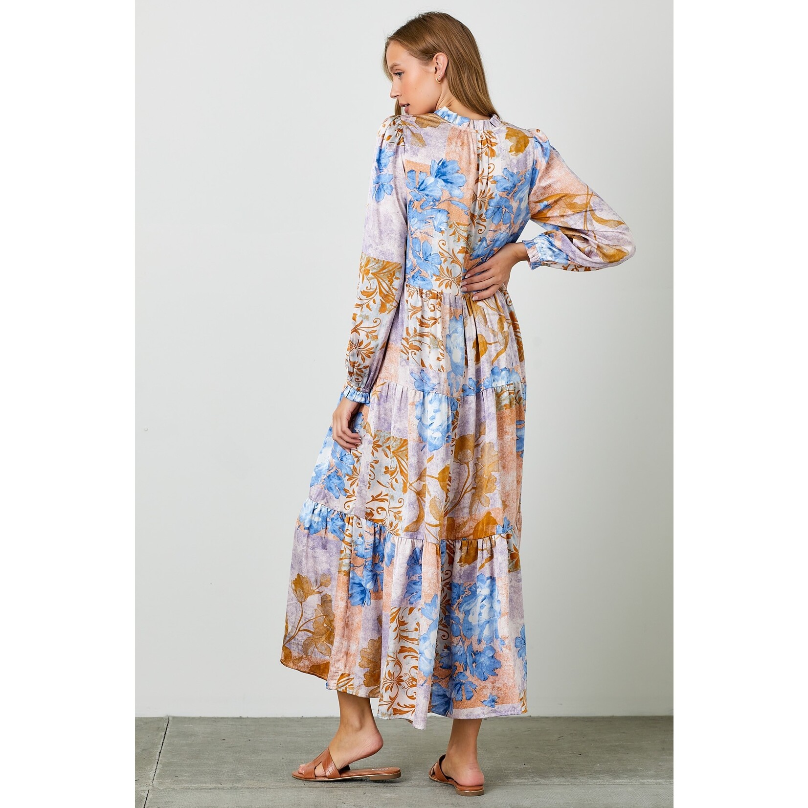 Polagram/Bae Vely Virginia Blue Patchwork Maxi Dress