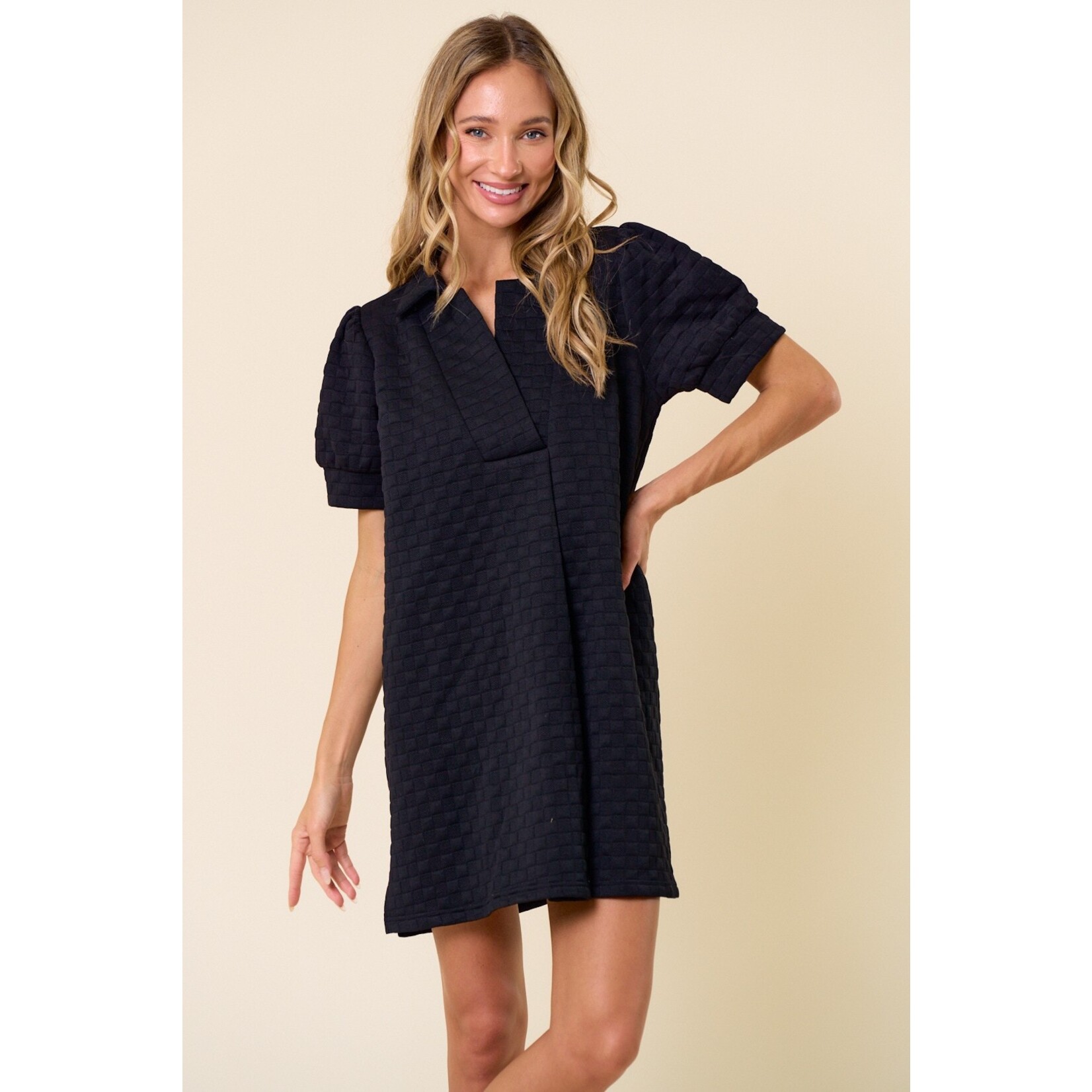 Lovely Melody Alaina Black Textured Dress