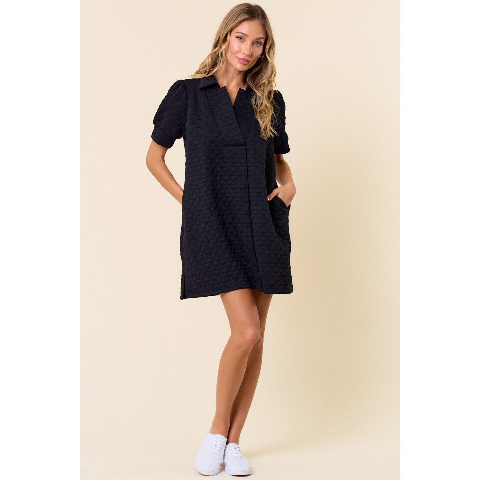 Lovely Melody Alaina Black Textured Dress