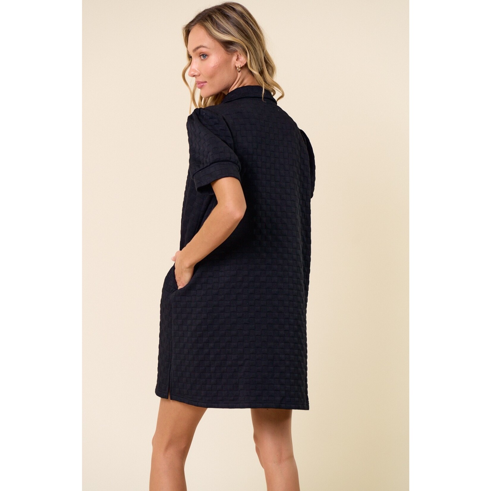 Lovely Melody Alaina Black Textured Dress