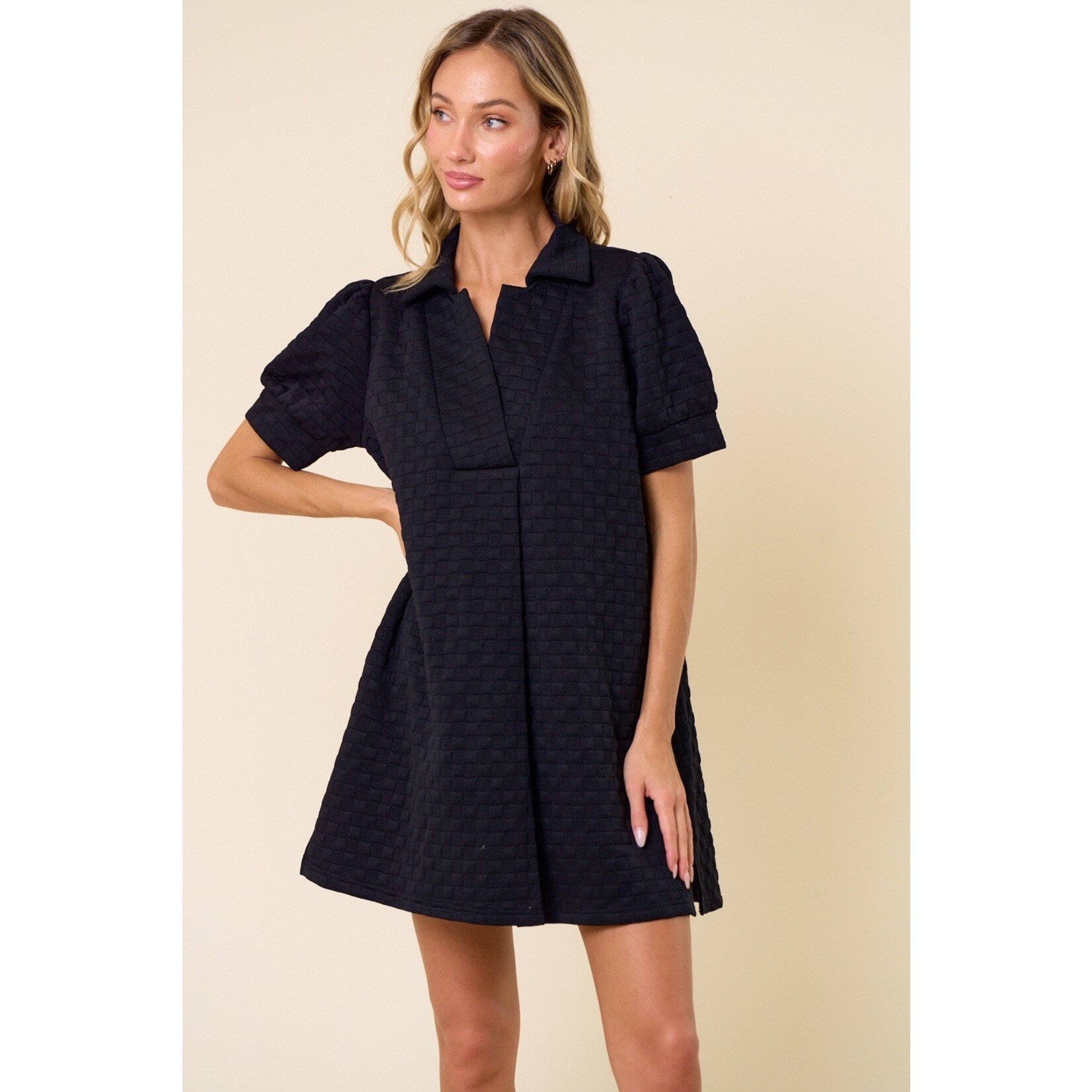 Lovely Melody Alaina Black Textured Dress