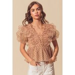 SO Me Sophia Latte Organza Babydoll Blouse