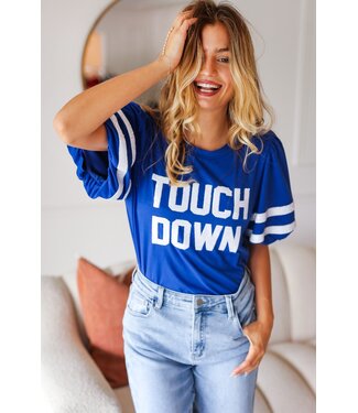 Haptics Touchdown Blue Sequin Top