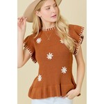 Main Strip Elyse Camel Knit Blouse