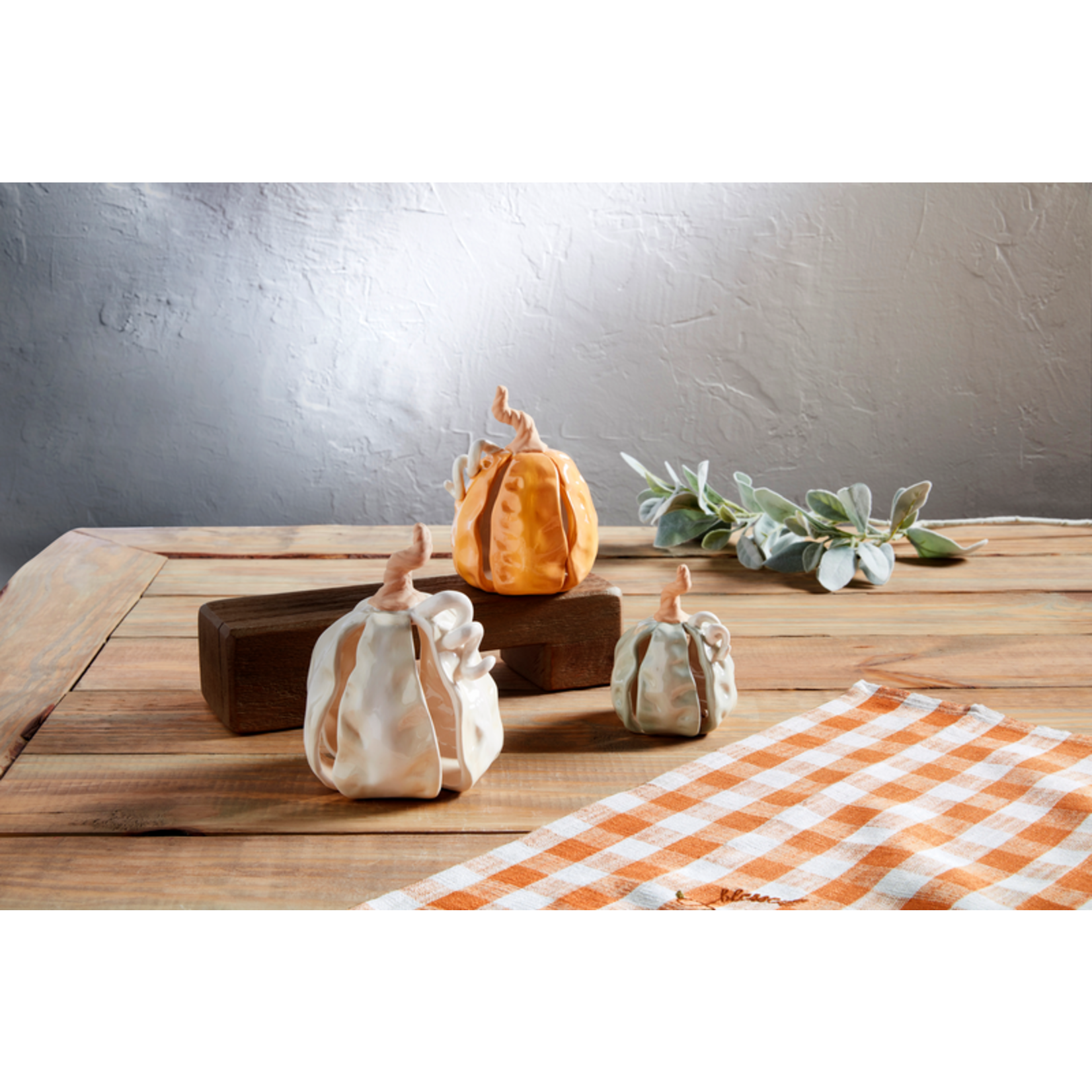 Large Stoneware Pumpkin Sitter