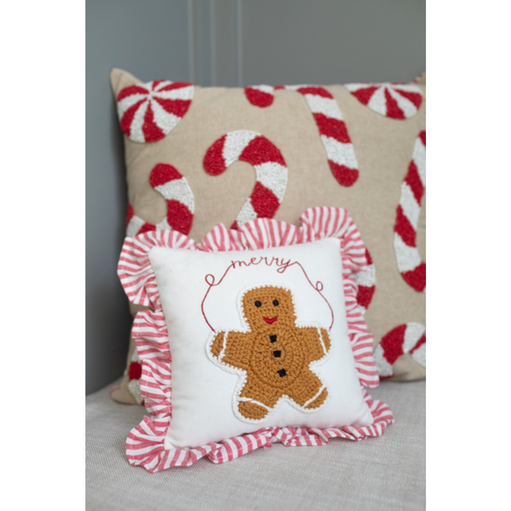 Gingerbread Man Mini Crochet Pillow