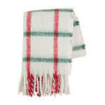 Ivory Plaid Throw Blanket