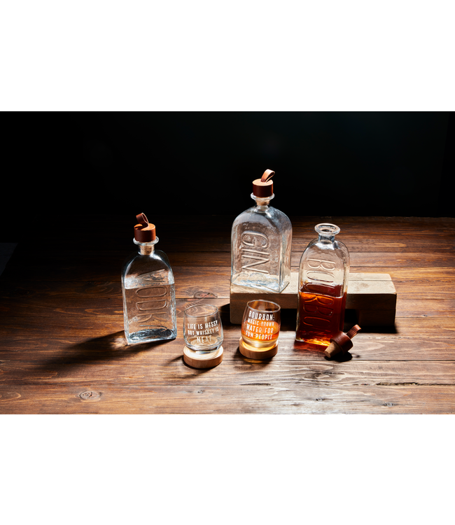 Bourbon Embossed Glass Decanter