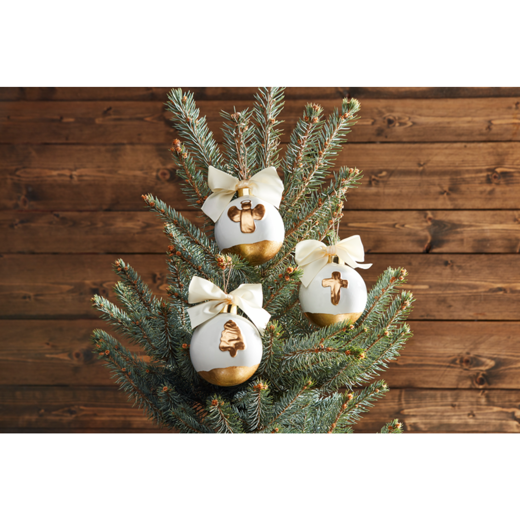 Tree Gold Painted Ball Ornament