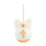 Cross Gold Painted Ball Ornament