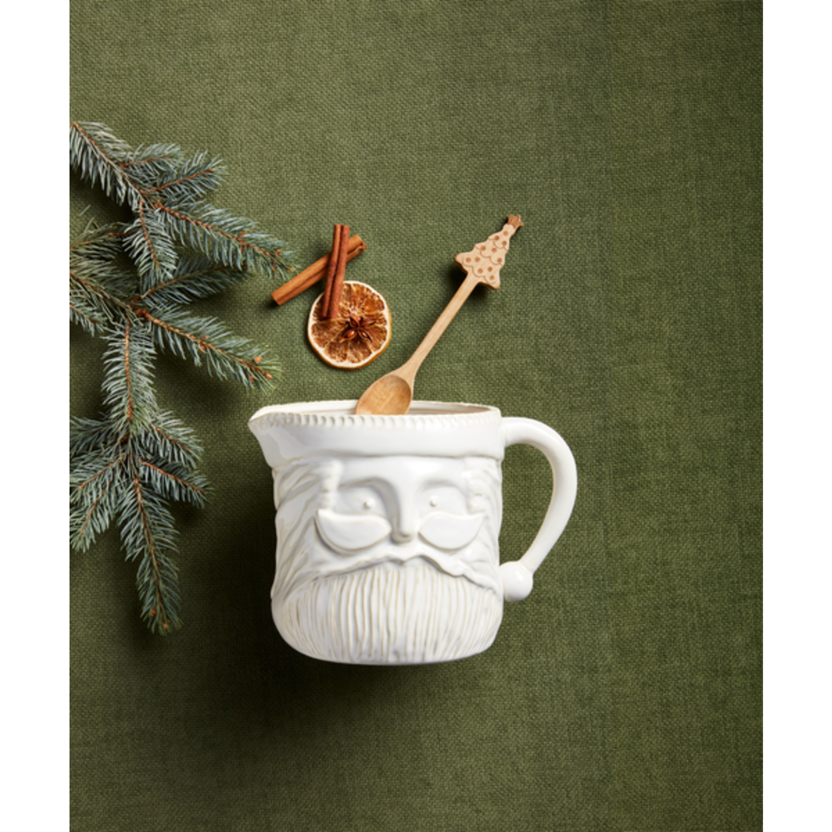 White Christmas Santa Pitcher Set