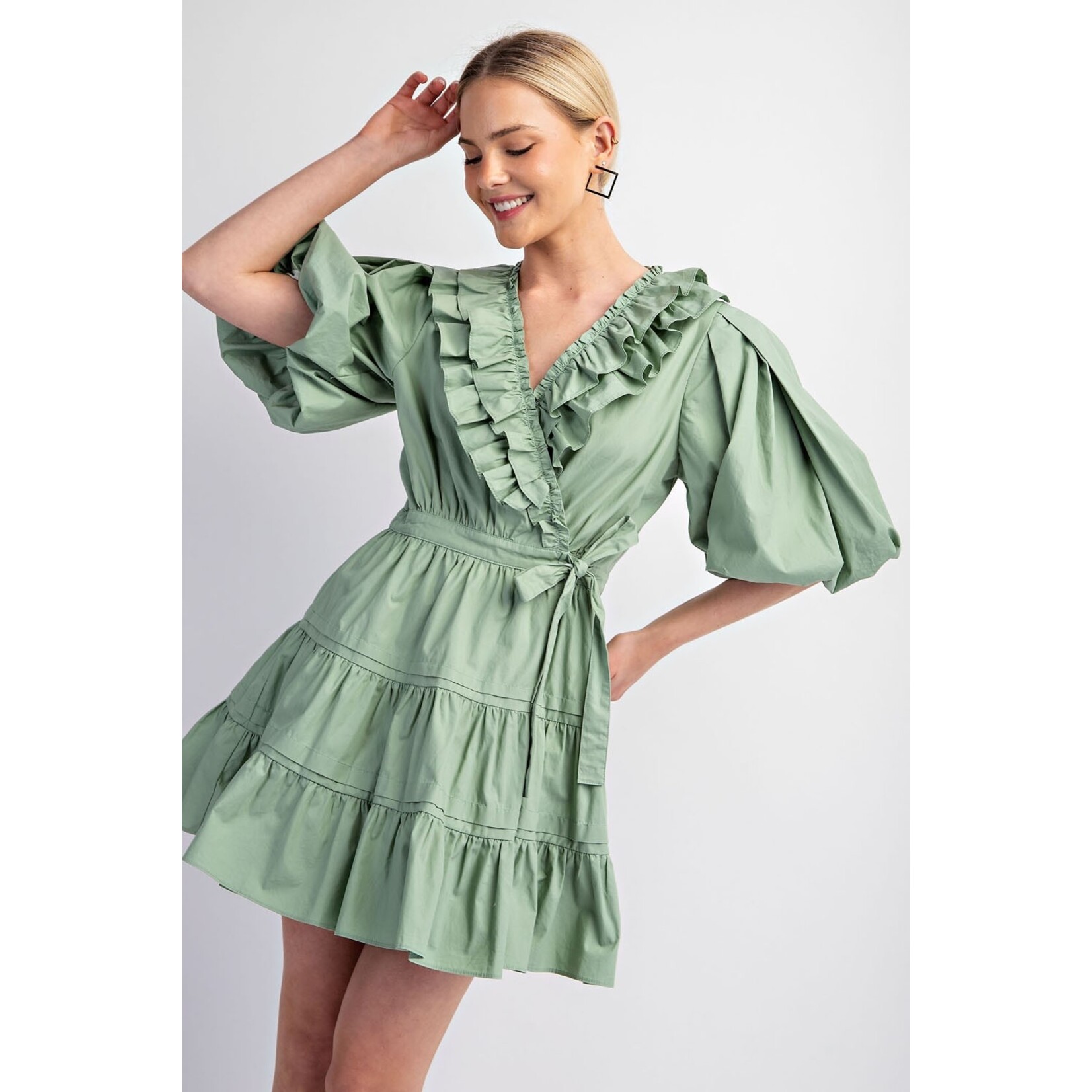 Gigio Emerson Sage Wrap Mini Dress