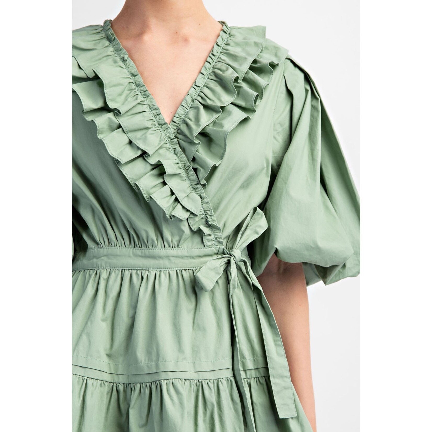 Gigio Emerson Sage Wrap Mini Dress