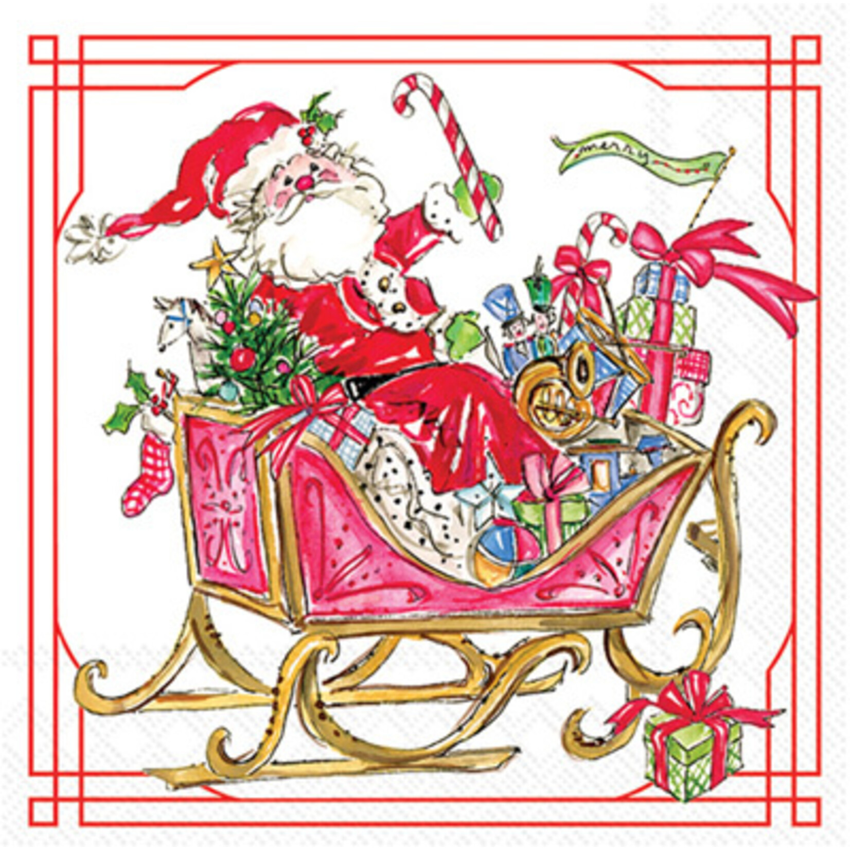 Santa Sleigh With Presents Cocktail Napkins