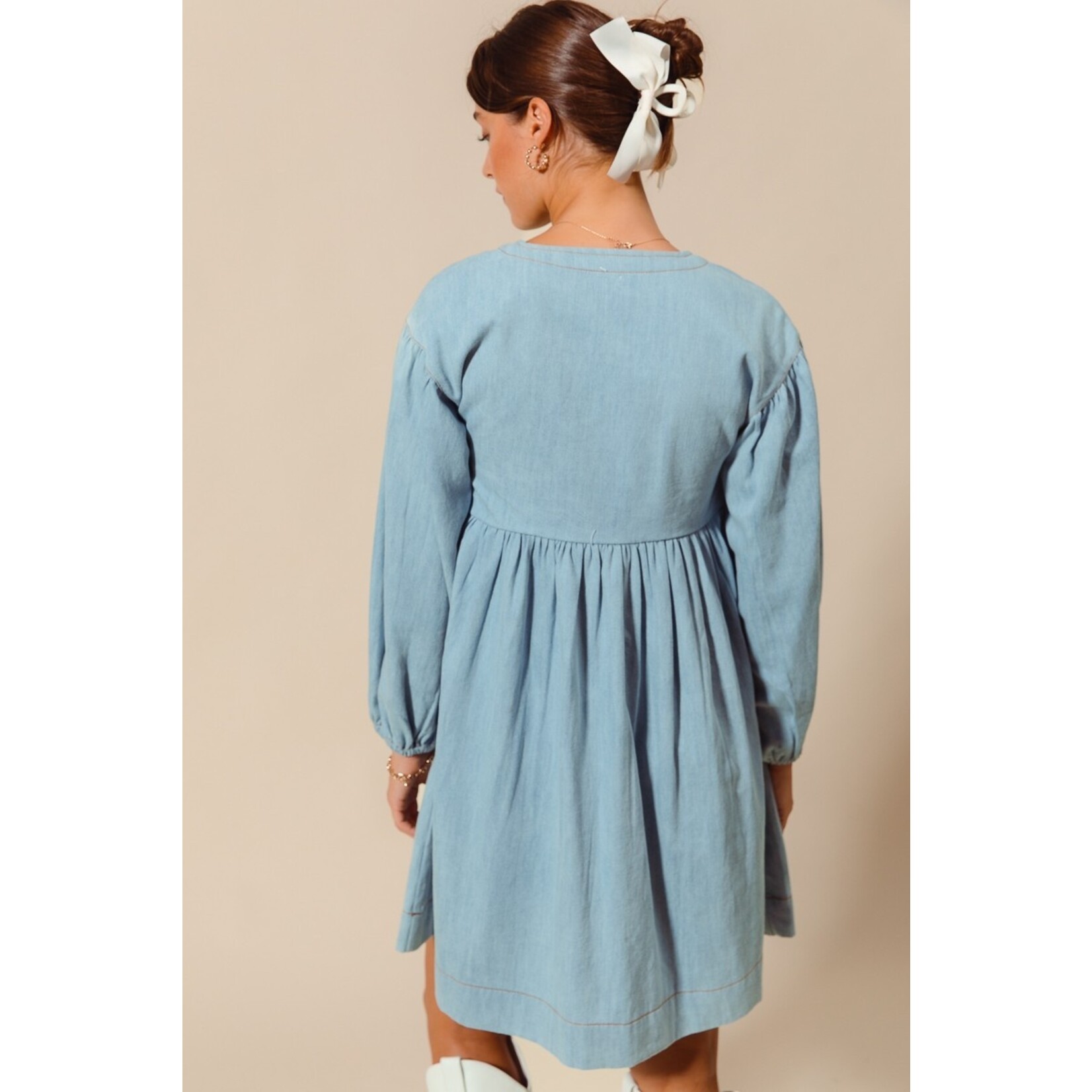 SO Me Natalie Light Denim Babydoll Dress