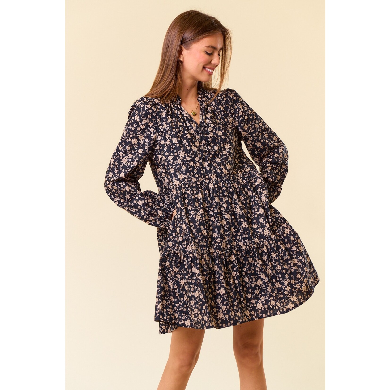 Doe & Rae Presley Black Floral Dress