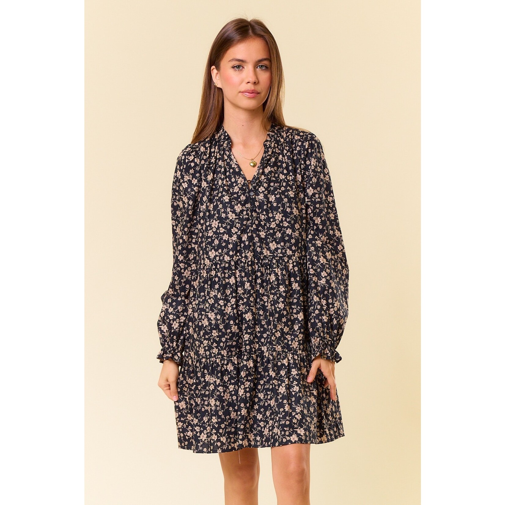 Doe & Rae Presley Black Floral Dress