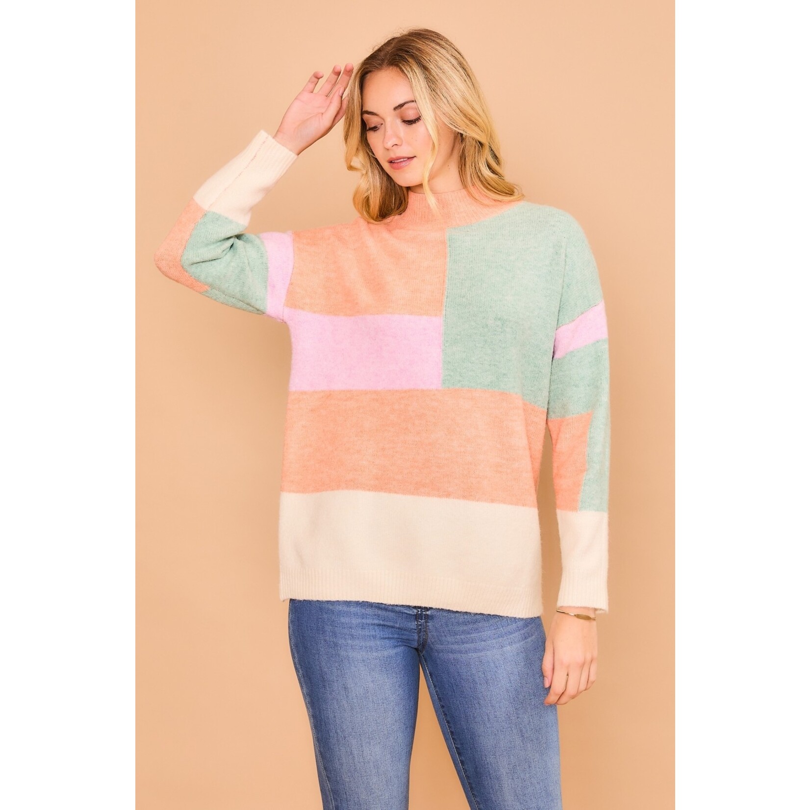 Cozy Co Jolie Multi Color Block Sweater