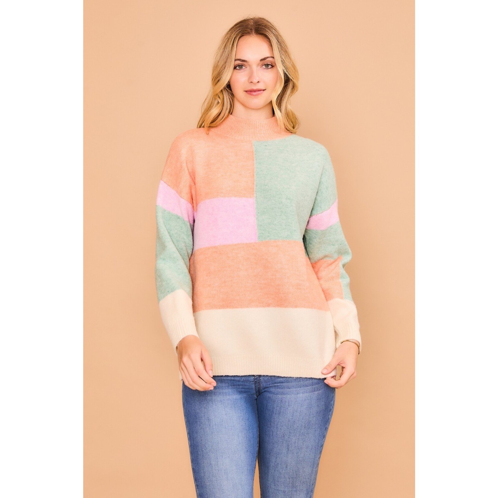 Cozy Co Jolie Multi Color Block Sweater