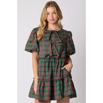 Peach Love California Poppy Green Plaid Christmas Dress