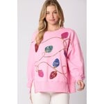 Peach Love California Ornaments Sequin Pink Pullover