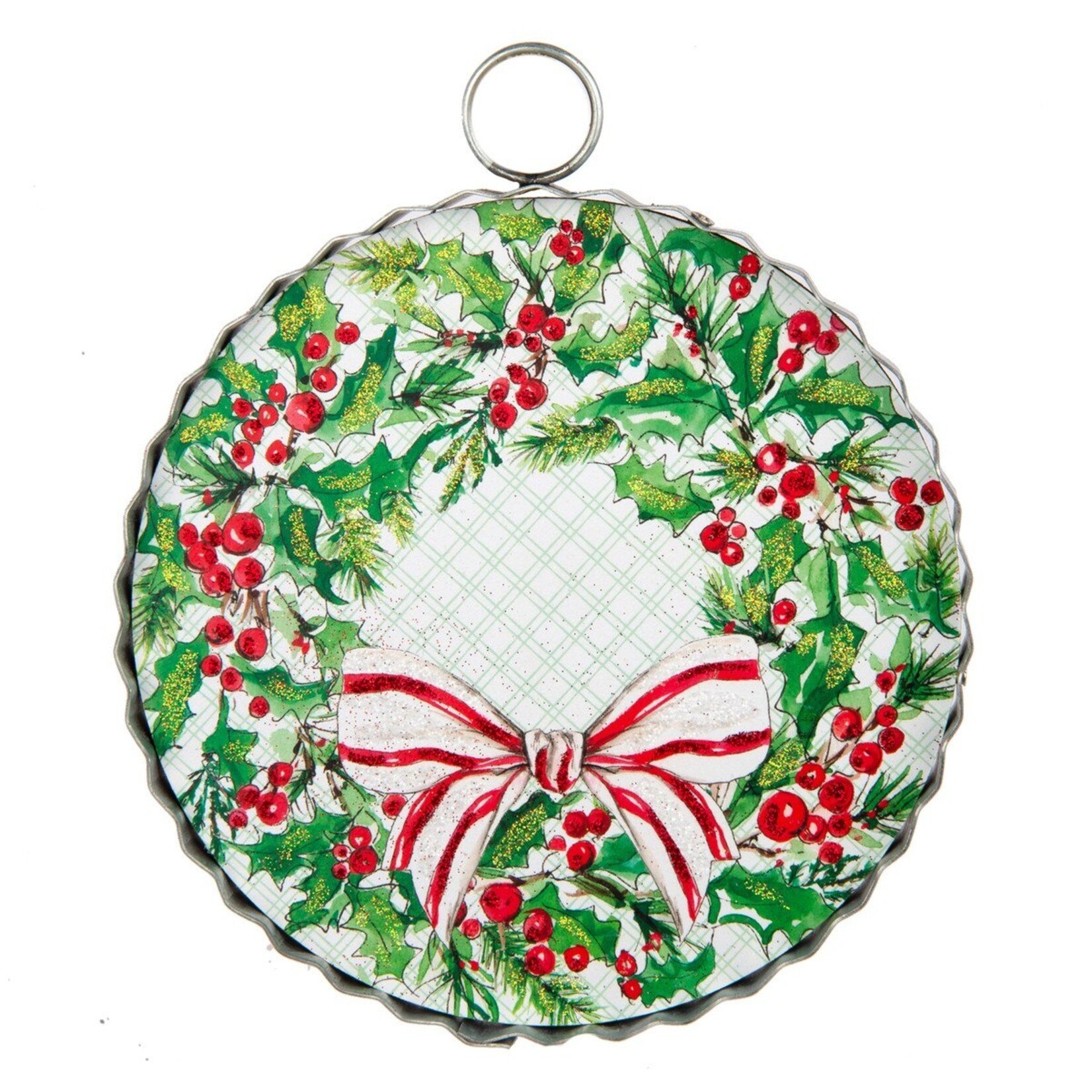 Round Top Mini Holly Wreath Charm