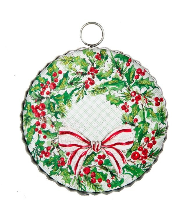 Round Top Mini Round Holly Wreath Print