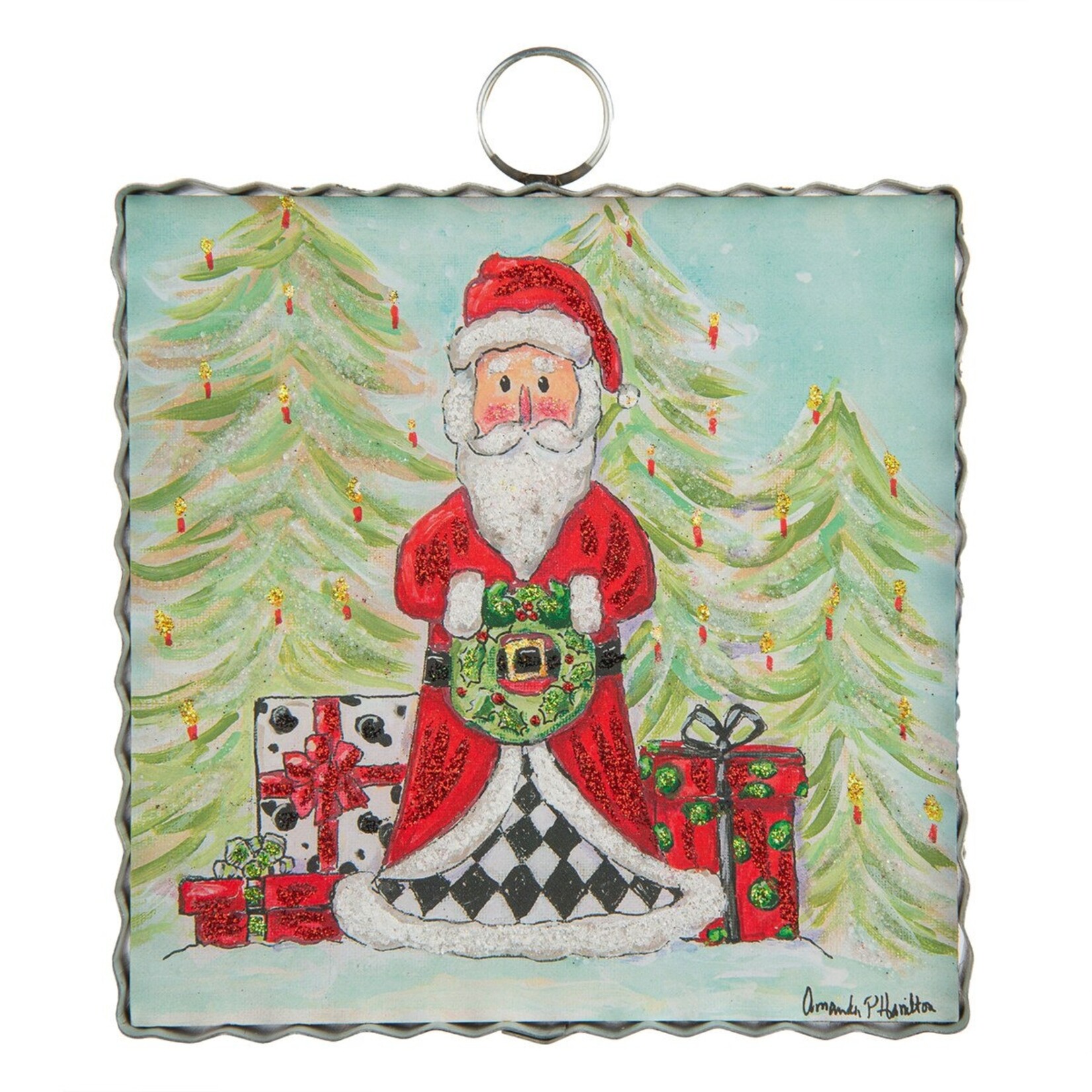 Round Top Mini Elegant Santa Print