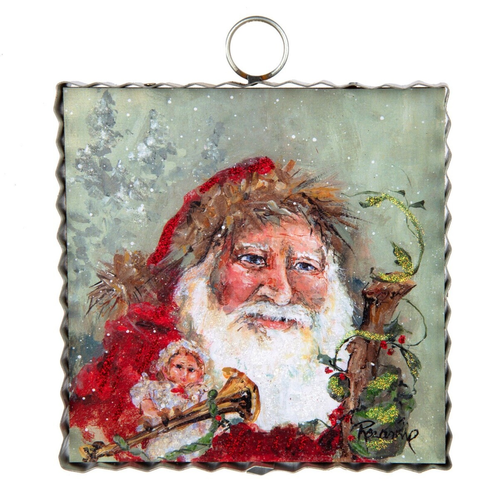 Round Top Mini Santa with Toys Print