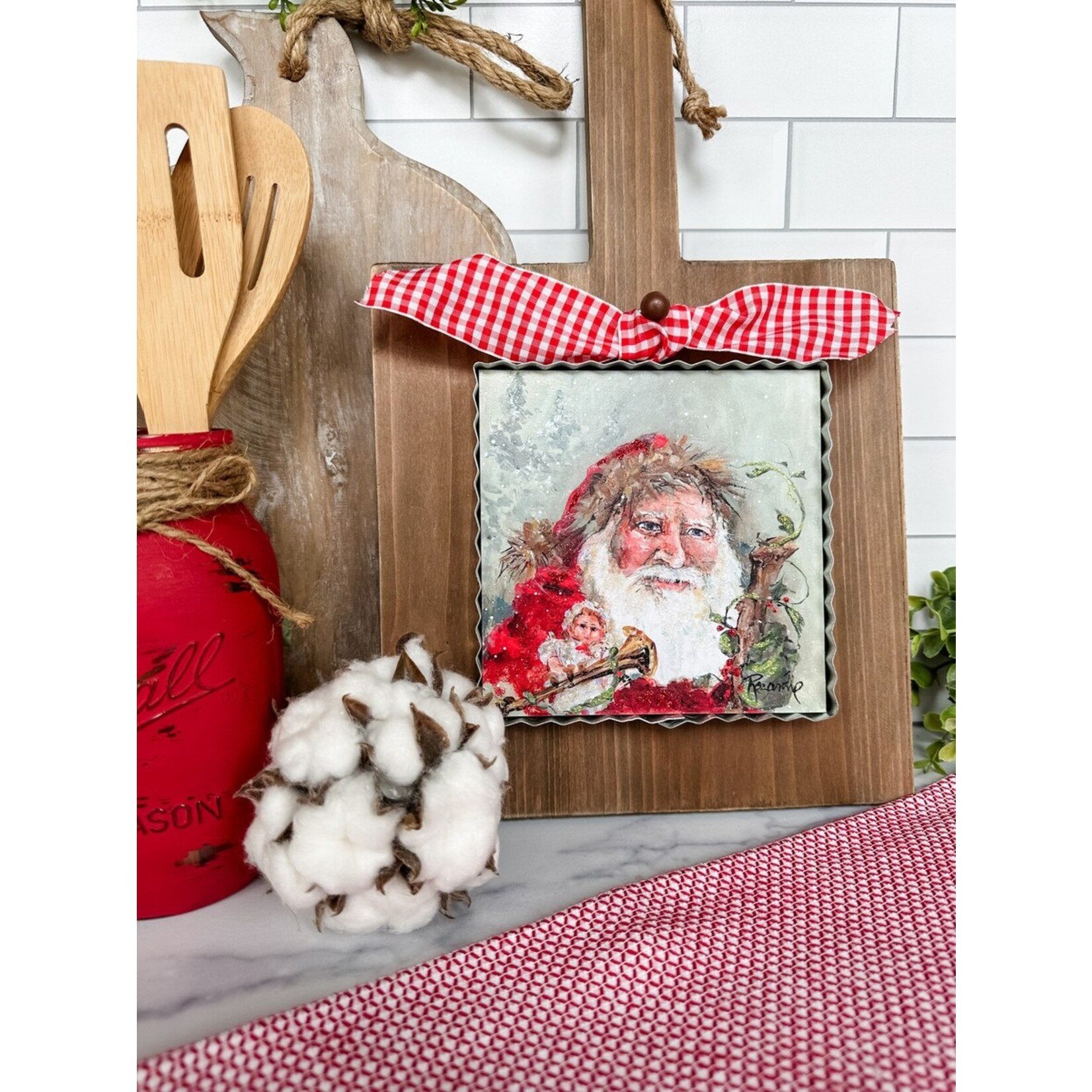 Round Top Mini Santa with Toys Print