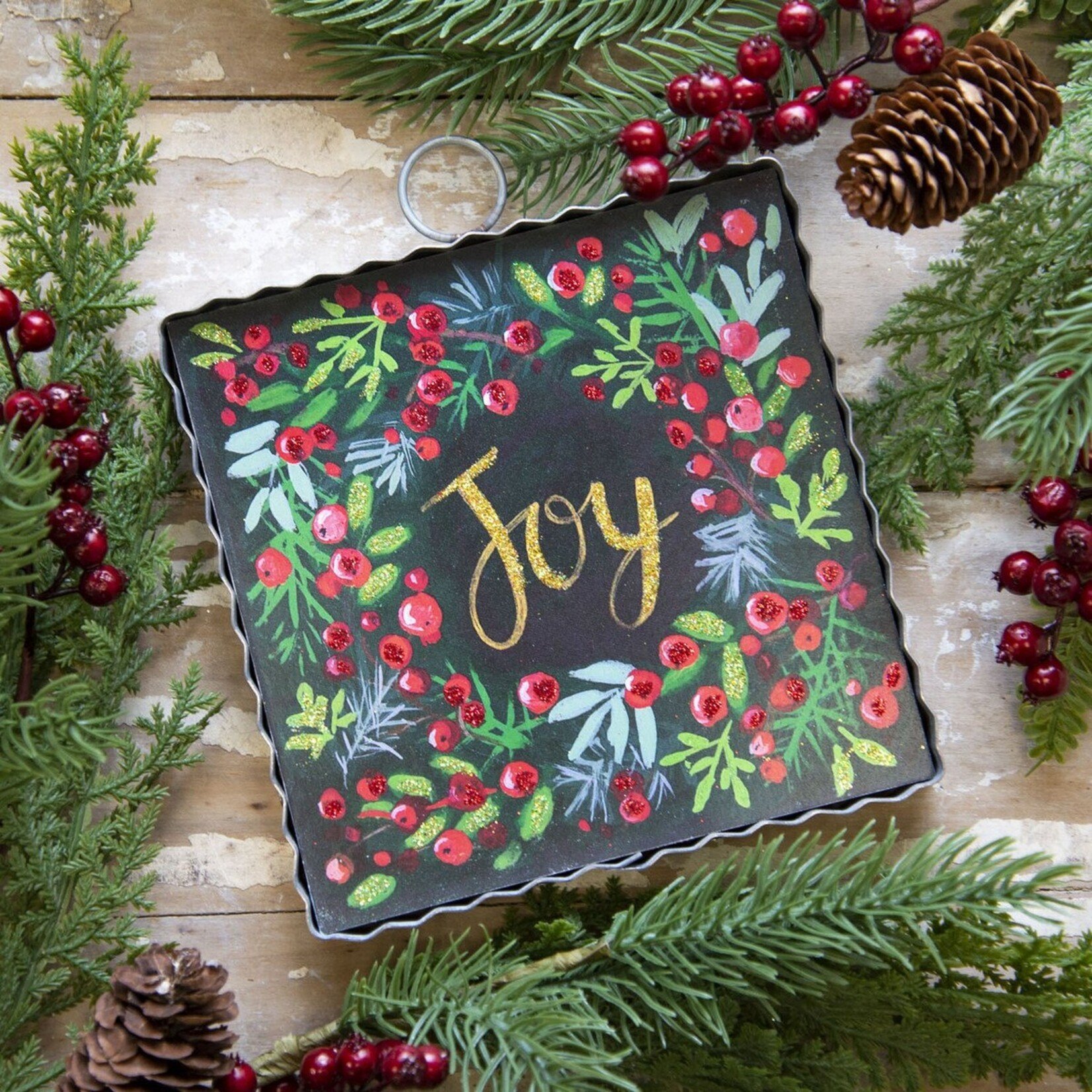 Round Top Mini "Joy" Wreath Print