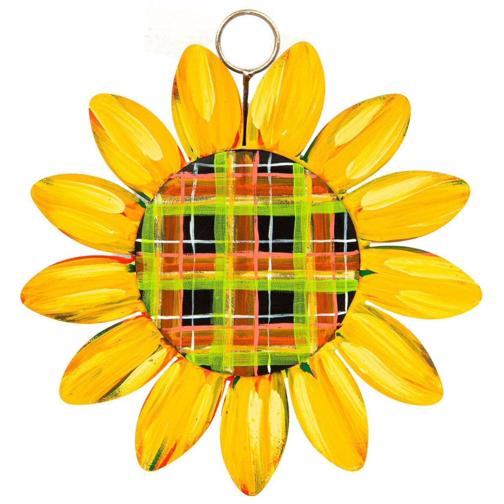 Round Top Mini Plaid Sunflower Charm