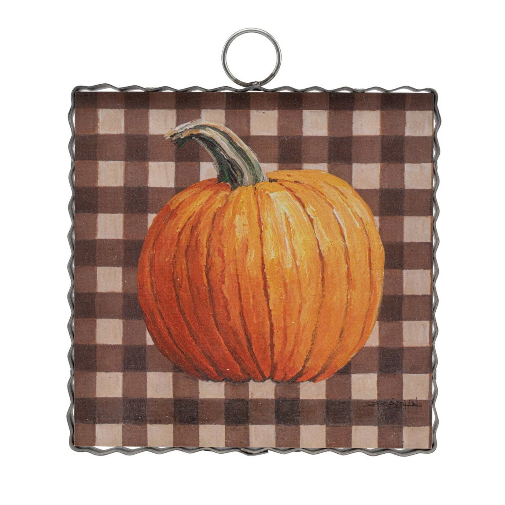 Round Top Mini Pumpkin On Checks Print