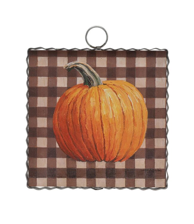 Round Top Mini Pumpkin On Checks Print