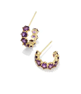 Kendra Scott Design Kendra Scott Cailin Gold Huggie Earrings in Purple Crystal