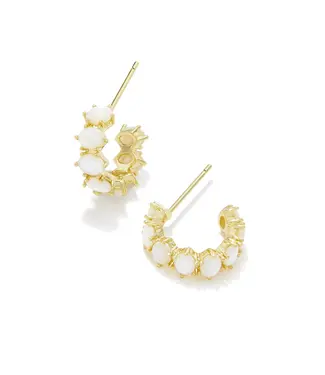Kendra Scott Design Kendra Scott Cailin Gold Huggie Earrings in Ivory Mother-of-Pearl