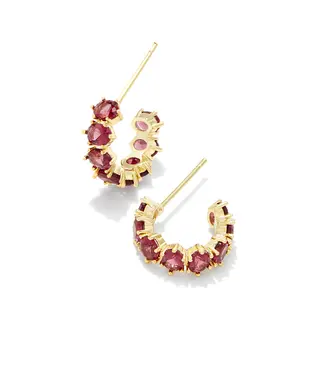 Kendra Scott Design Kendra Scott Cailin Gold Huggie Earrings in Red Crystal
