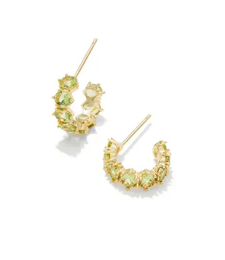 Kendra Scott Design Kendra Scott Cailin Gold Huggie Earrings in Green Peridot Crystal