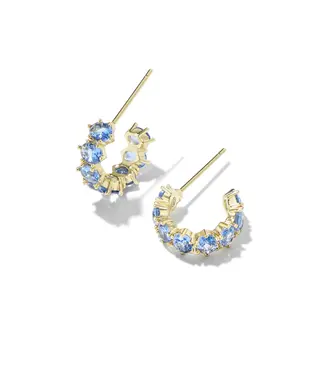 Kendra Scott Design Kendra Scott Cailin Gold Huggie Earrings in Blue Violet Crystal