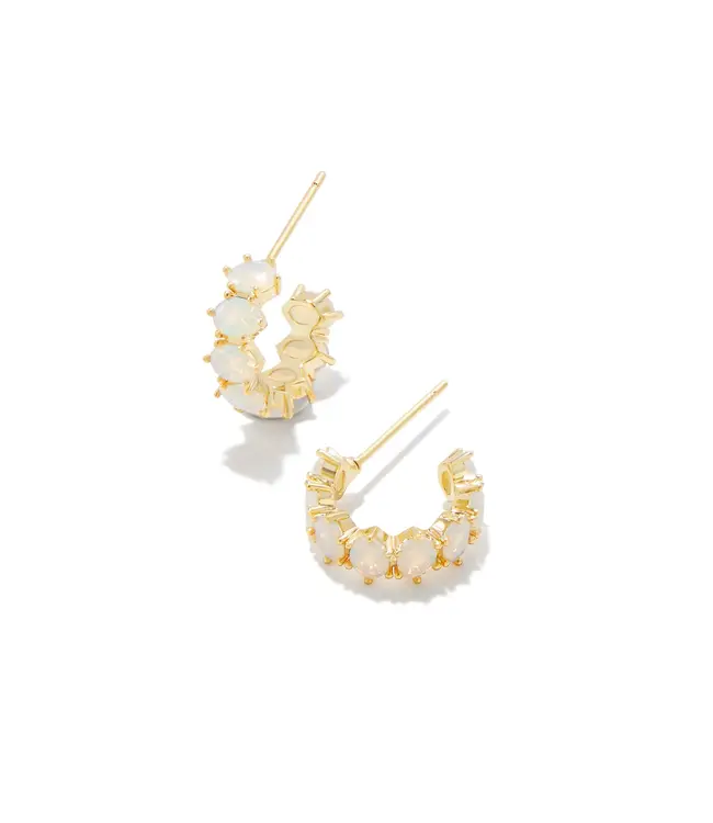 Kendra Scott Cailin Gold Huggie Earrings in Champagne Opal Crystal