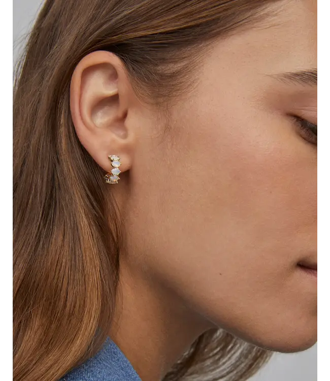 Kendra Scott Cailin Gold Huggie Earrings in Champagne Opal Crystal