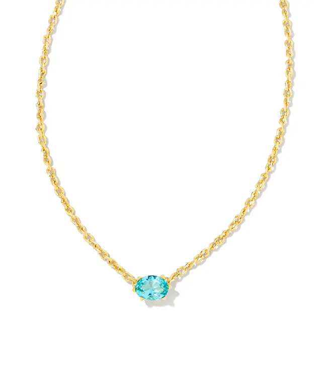 Kendra Scott Cailin Gold Pendant Necklace in Aqua Crystal