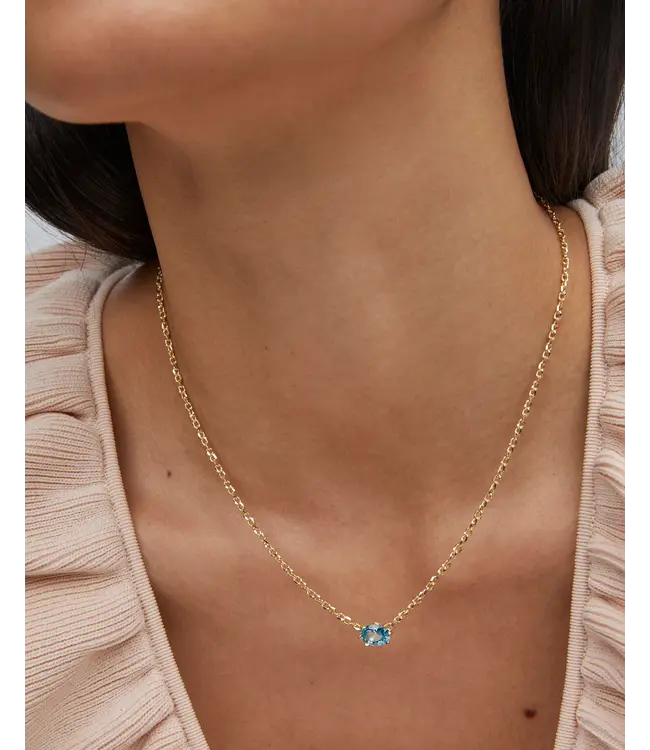 Kendra Scott Cailin Gold Pendant Necklace in Aqua Crystal