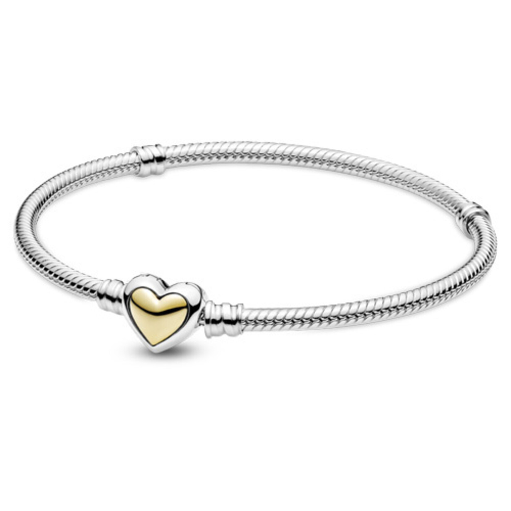 Pandora Domed Golden Heart Clasp Snake Chain Bracelet 18cm FINAL SALE