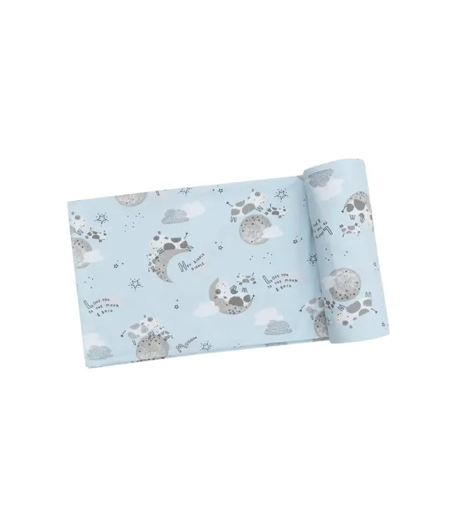 I Love You To The Moon Cows Swaddle Blanket