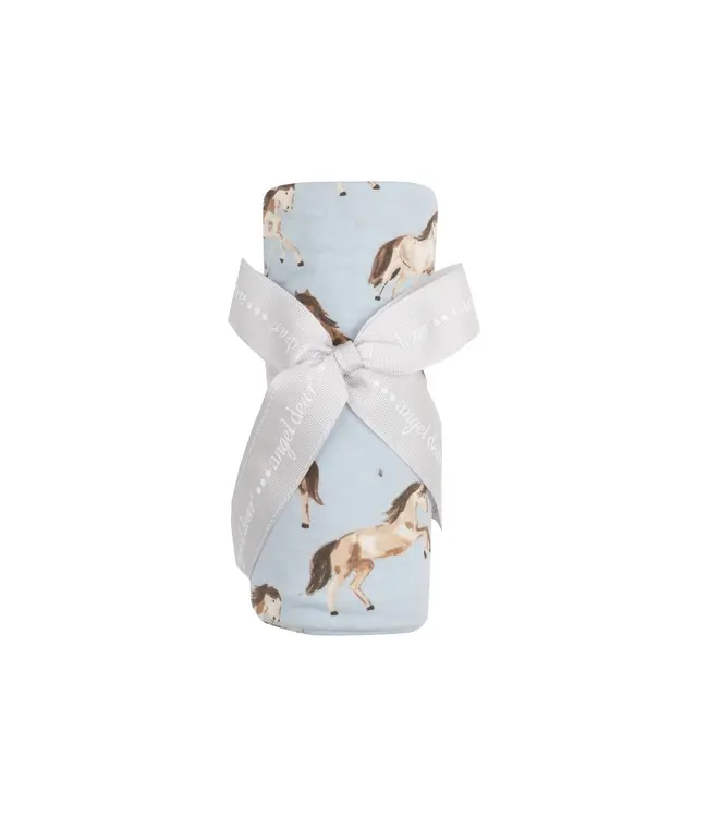 Horses Blue Swaddle Blanket