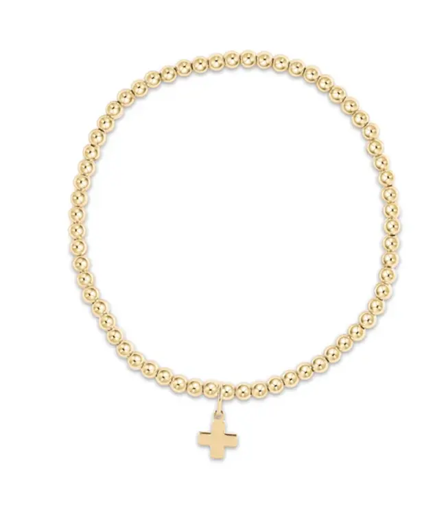 Enewton Extends Classic Gold 3mm Bead Bracelet Cross Charm